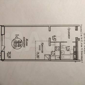 Продается 1-комнатная квартира, 39 м²