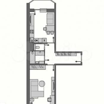 Продается 1-комнатная квартира, 48,9 м²
