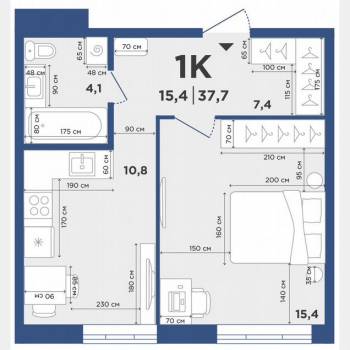 Продается 1-комнатная квартира, 53 м²