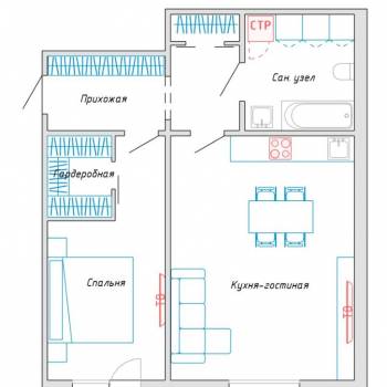 Продается 1-комнатная квартира, 58 м²