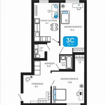 Продается 2-х комнатная квартира, 65 м²