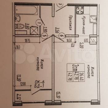 Продается 2-х комнатная квартира, 42,8 м²