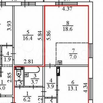 Продается 2-х комнатная квартира, 54 м²