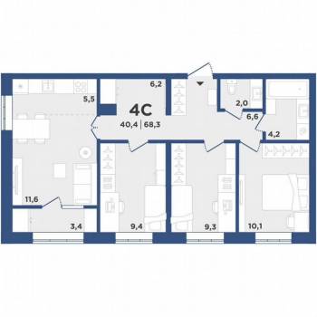 Продается Многокомнатная квартира, 68,3 м²