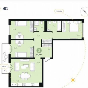 Продается Многокомнатная квартира, 99,6 м²