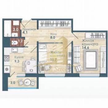 Продается 2-х комнатная квартира, 50,4 м²