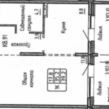 Продается 1-комнатная квартира, 35,2 м²