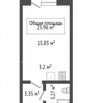 Продается 1-комнатная квартира, 26 м²