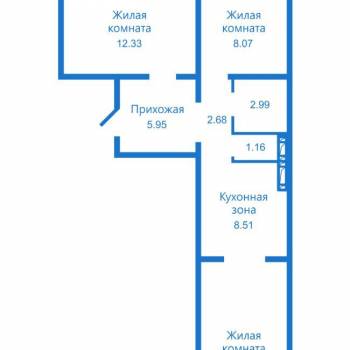 Продается 3-х комнатная квартира, 59,02 м²