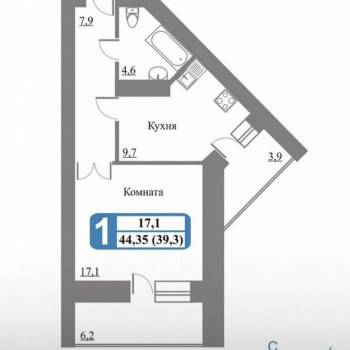 Продается 1-комнатная квартира, 38 м²