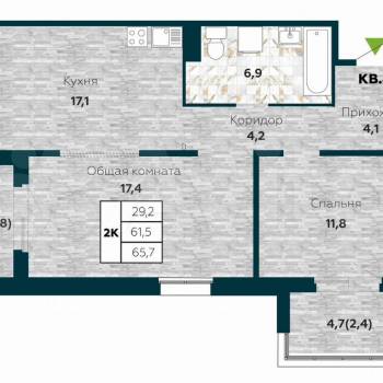 Продается 2-х комнатная квартира, 65,5 м²