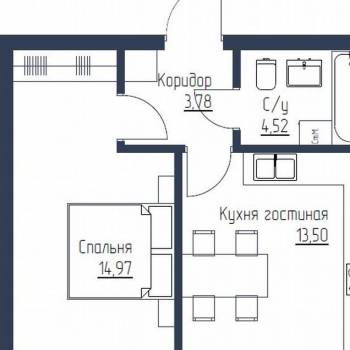 Продается 1-комнатная квартира, 36,8 м²