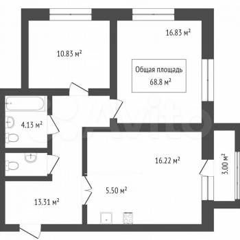 Сдается Многокомнатная квартира, 69,9 м²