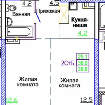 Продается 2-х комнатная квартира, 38 м²