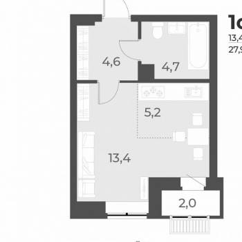 Продается 1-комнатная квартира, 27,9 м²