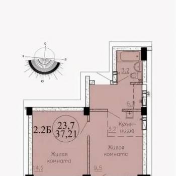 Продается 1-комнатная квартира, 37,2 м²