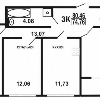 Продается 3-х комнатная квартира, 80 м²