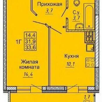 Сдается 1-комнатная квартира, 31,3 м²