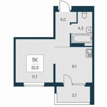 Продается 1-комнатная квартира, 32 м²