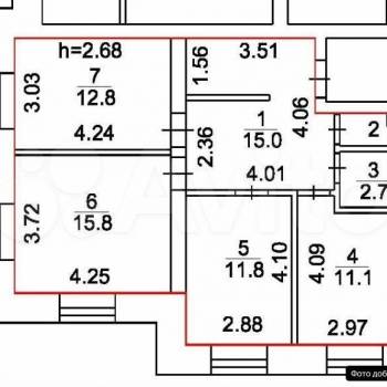 Продается 2-х комнатная квартира, 53 м²