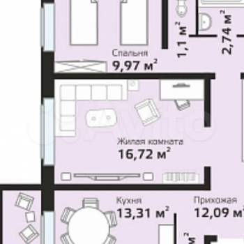 Продается 2-х комнатная квартира, 53 м²