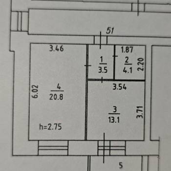 Продается 1-комнатная квартира, 46 м²
