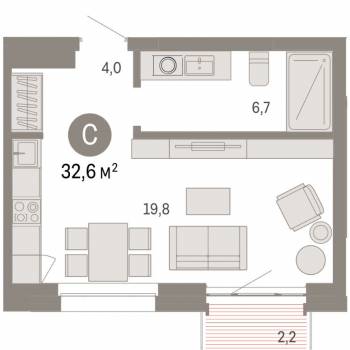 Продается 1-комнатная квартира, 33 м²