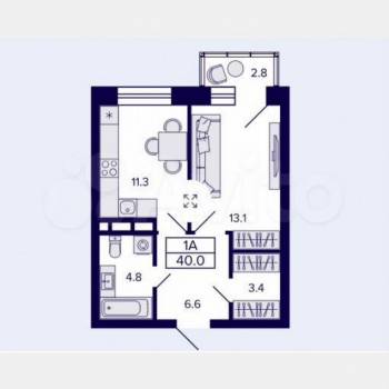 Продается 1-комнатная квартира, 40 м²
