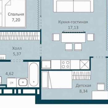 Продается 1-комнатная квартира, 42,7 м²