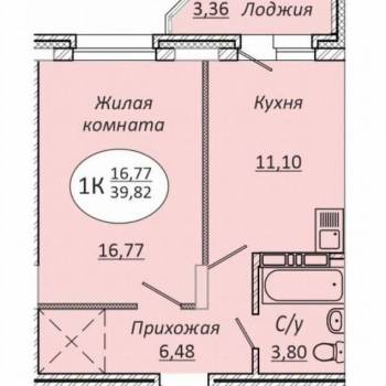 Продается 1-комнатная квартира, 39,7 м²