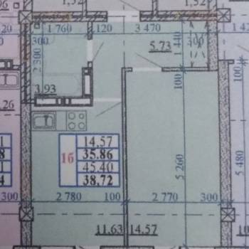 Продается 1-комнатная квартира, 35,86 м²