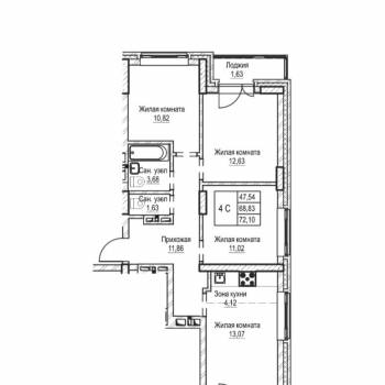 Продается Многокомнатная квартира, 74,3 м²