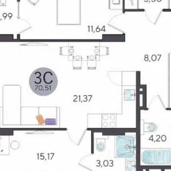 Продается 2-х комнатная квартира, 73,5 м²