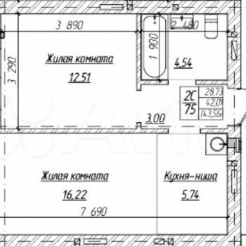 Сдается 1-комнатная квартира, 43 м²