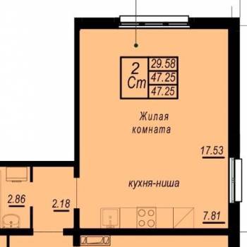 Продается 2-х комнатная квартира, 47,25 м²