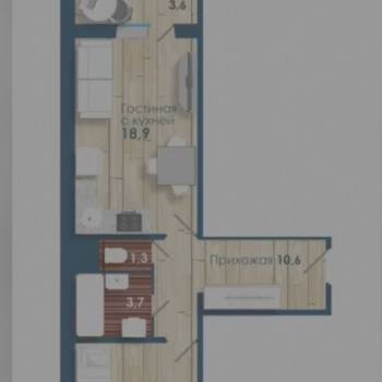 Сдается 2-х комнатная квартира, 53 м²