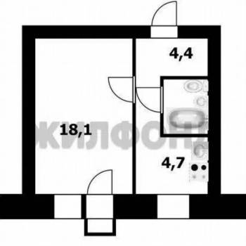 Продается 1-комнатная квартира, 29,5 м²