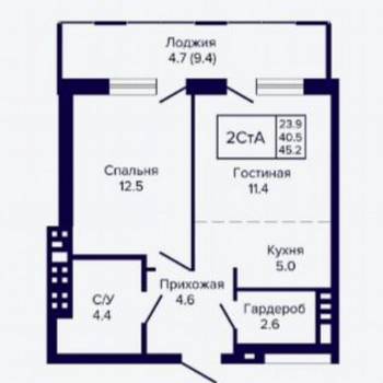 Сдается 1-комнатная квартира, 45,2 м²