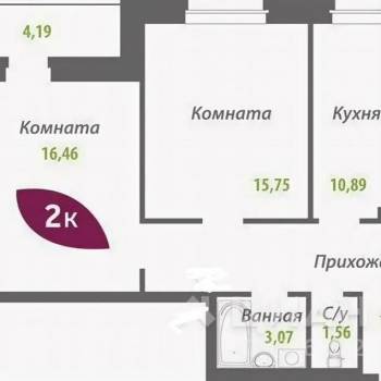 Продается 2-х комнатная квартира, 60,1 м²