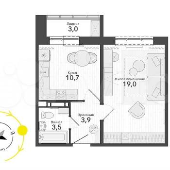 Сдается 1-комнатная квартира, 36,5 м²