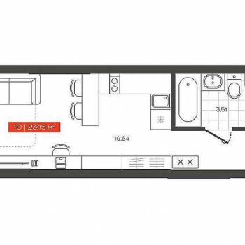 Продается 1-комнатная квартира, 23,2 м²