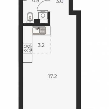 Продается 1-комнатная квартира, 32,2 м²