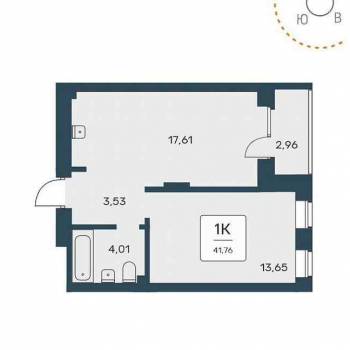 Продается 1-комнатная квартира, 41,8 м²