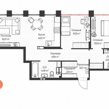Продается 3-х комнатная квартира, 66,3 м²