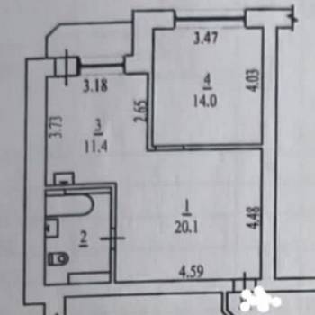 Продается 2-х комнатная квартира, 51,5 м²