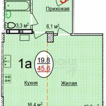 Сдается 1-комнатная квартира, 45 м²
