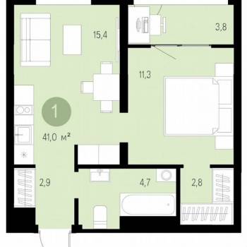 Продается 1-комнатная квартира, 41 м²