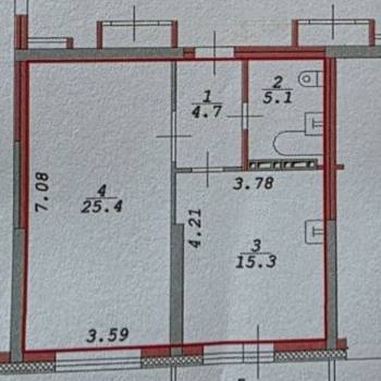Продается 1-комнатная квартира, 50,5 м²