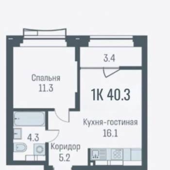 Продается 1-комнатная квартира, 36,9 м²