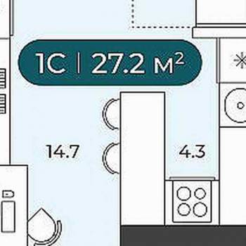 Продается 1-комнатная квартира, 31,8 м²